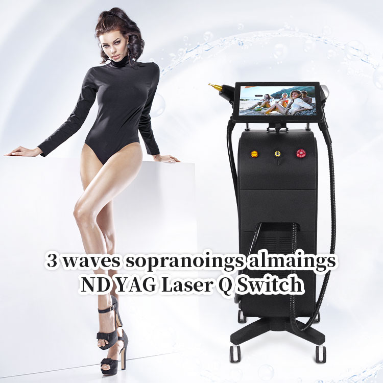 3 Waves Alma Soprano Ice Titanium Laser Hair Removal Machine 2 In 1 Ndyag Laser Tattoo Removal Laser Picosecond Laser