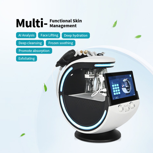 7 In 1 Microdermabrasion Hydra Facial Machine With Analyzer Skin Smart Ice Blue Hydro Facial Dermabrasion Machines
