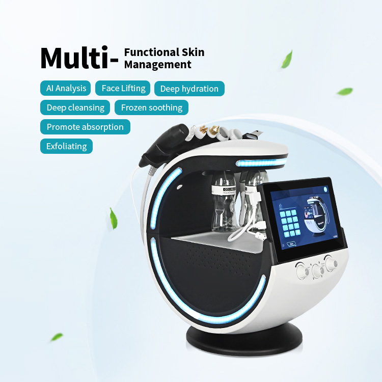 7 In 1 Microdermabrasion Hydra Facial Machine With Analyzer Skin Smart Ice Blue Hydro Facial Dermabrasion Machines