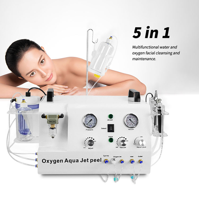 5 In 1 Hydra Facial Device Bubble Solution For Hydra Oxygen Aqua Jet Peel Hydro Dermabrasion Facial Beauty Machine