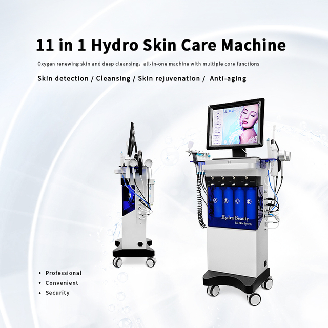 Hydrofacial Diamond Peeling Water Oxygen Jet 11 In 1 Hydro Dermabrasion With Skin Analyzer Beauty Machine