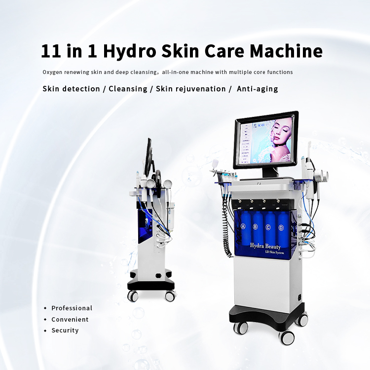 Hydrofacial Diamond Peeling Water Oxygen Jet 11 In 1 Hydro Dermabrasion With Skin Analyzer Beauty Machine