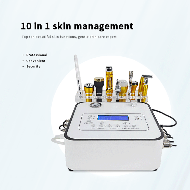 Multifunctional 10 In 1 Dermabrasion Skin Peeling High Frequency Micro-Electric Mesotherapy Microdermabrasion Facial Machine