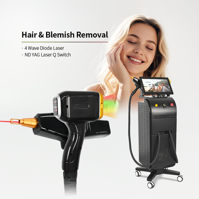 4 Waves Soprano Titanium Laser Ladies Hair Removal Machine Tattoo Removal Ndyag Laser Depiladora Laser Cosmetic Device