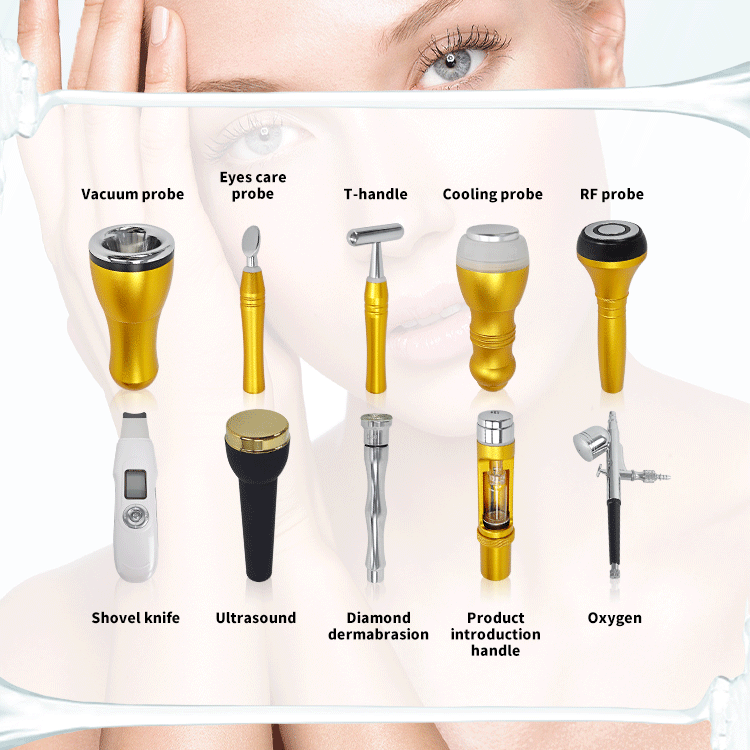 Multifunctional 10 In 1 Dermabrasion Skin Peeling High Frequency Micro-Electric Mesotherapy Microdermabrasion Facial Machine