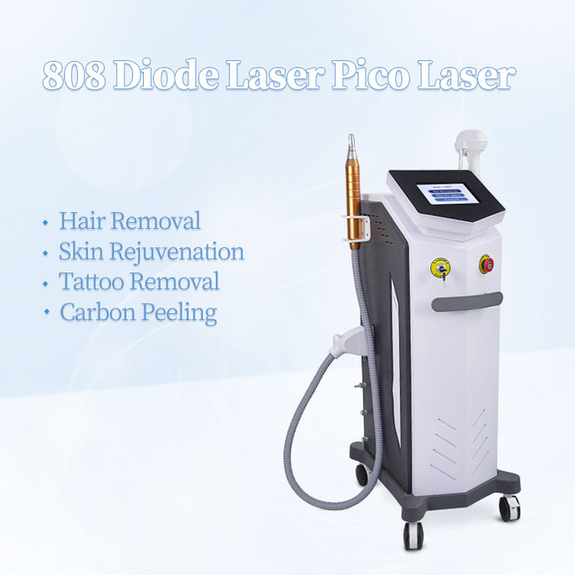 2 In 1 Diode Laser 808nm And Picolaser Nd Yag Laser Tattoo Removal Permanent Hair Removal Machine