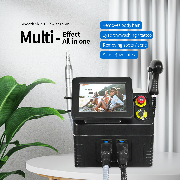 2 In 1 808 Diode Laser Permanent Hair Removal And Pico Laser Tattoo Removal Machine